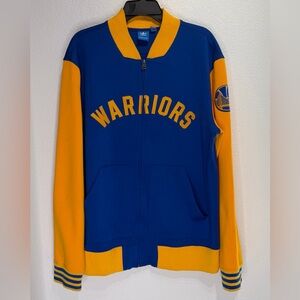 Adidas Golden State Warriors Blue & Yellow Zip-Front Jacket NBA